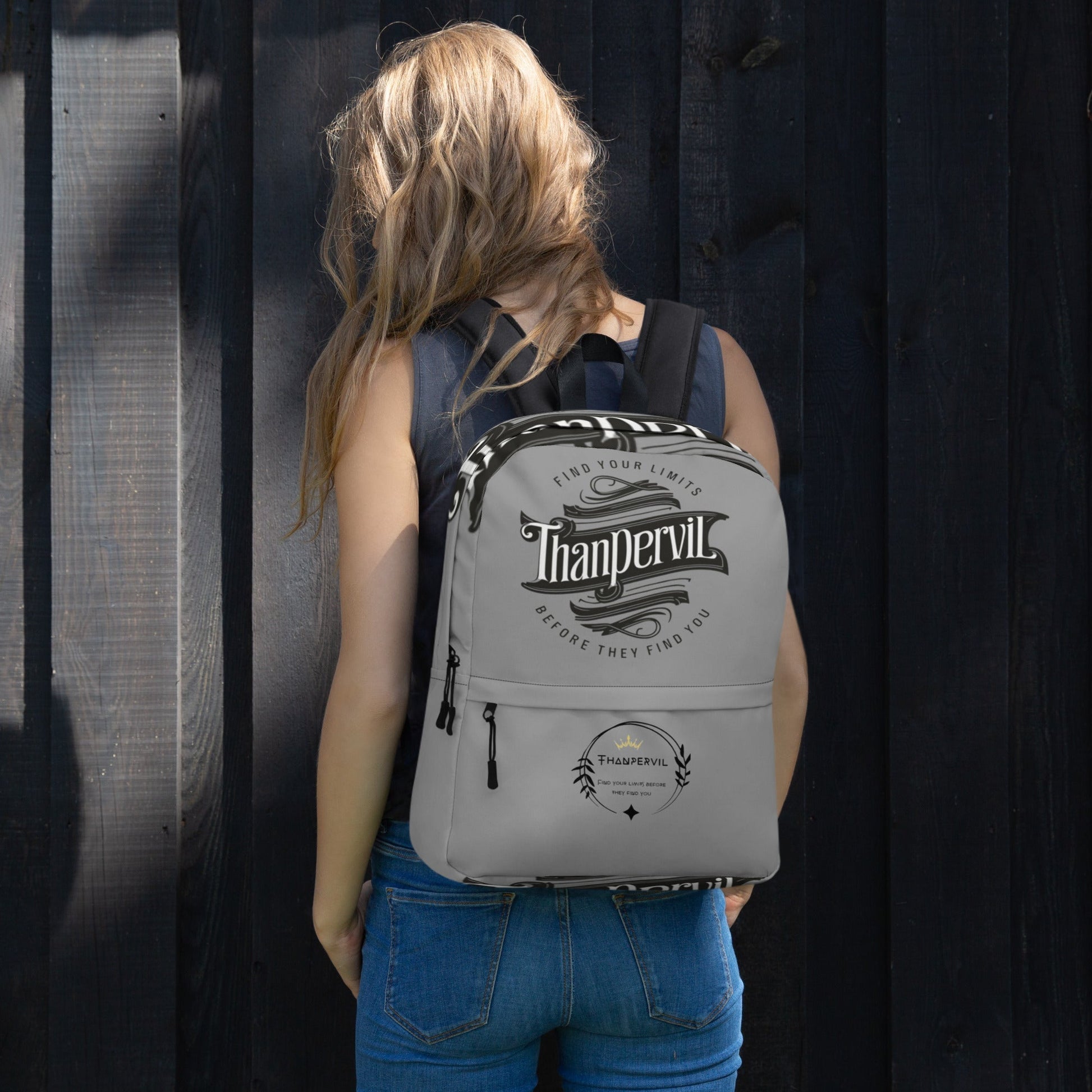 Mochila gris marca y slogan - Thanpervil shop online