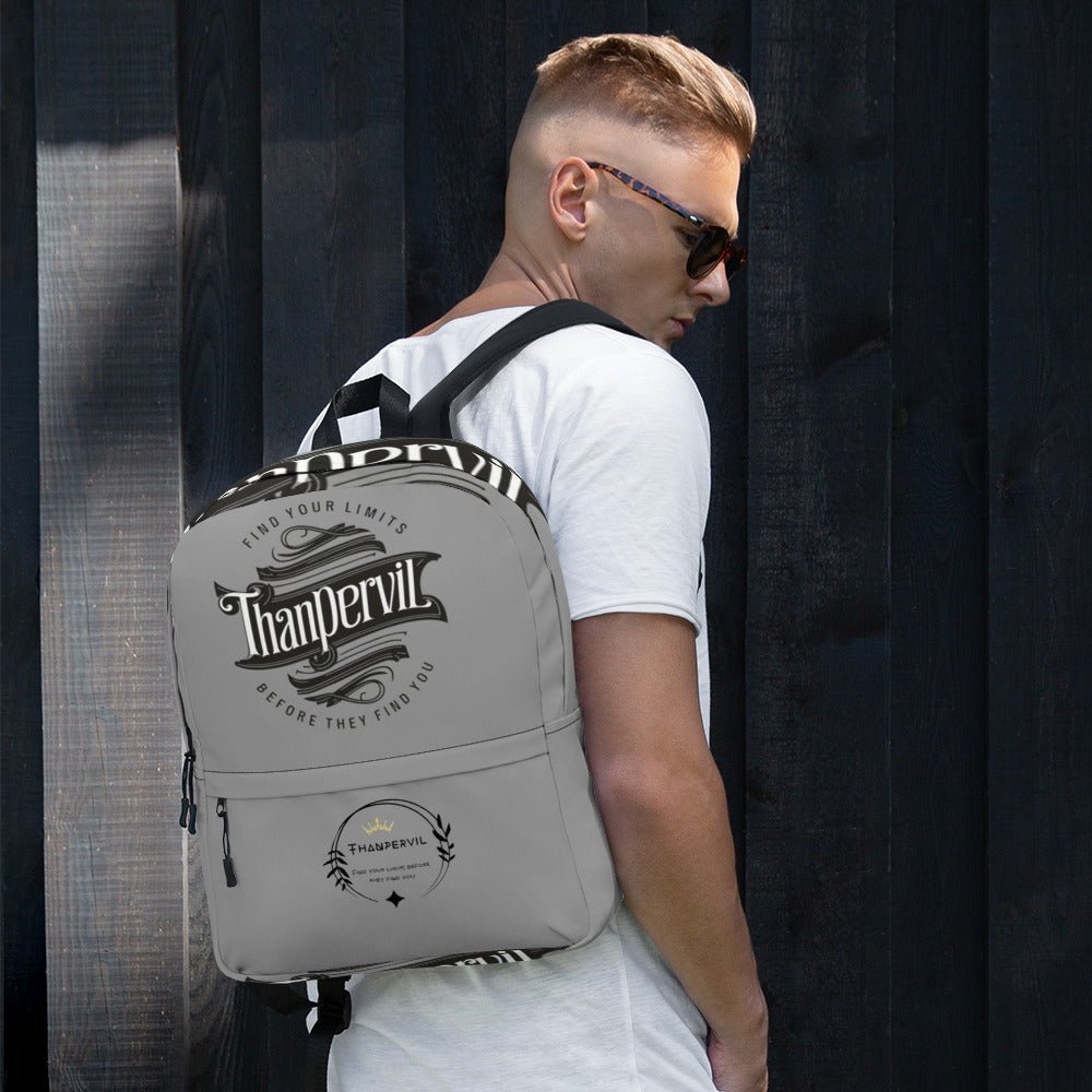 Mochila gris marca y slogan - Thanpervil shop online