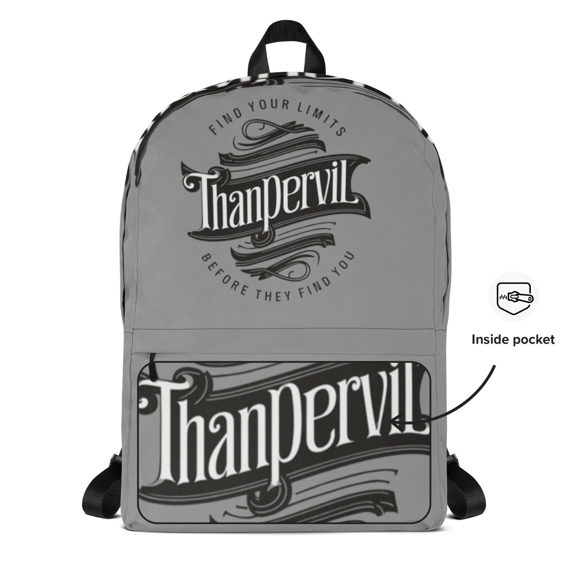 Mochila gris marca y slogan - Thanpervil shop online